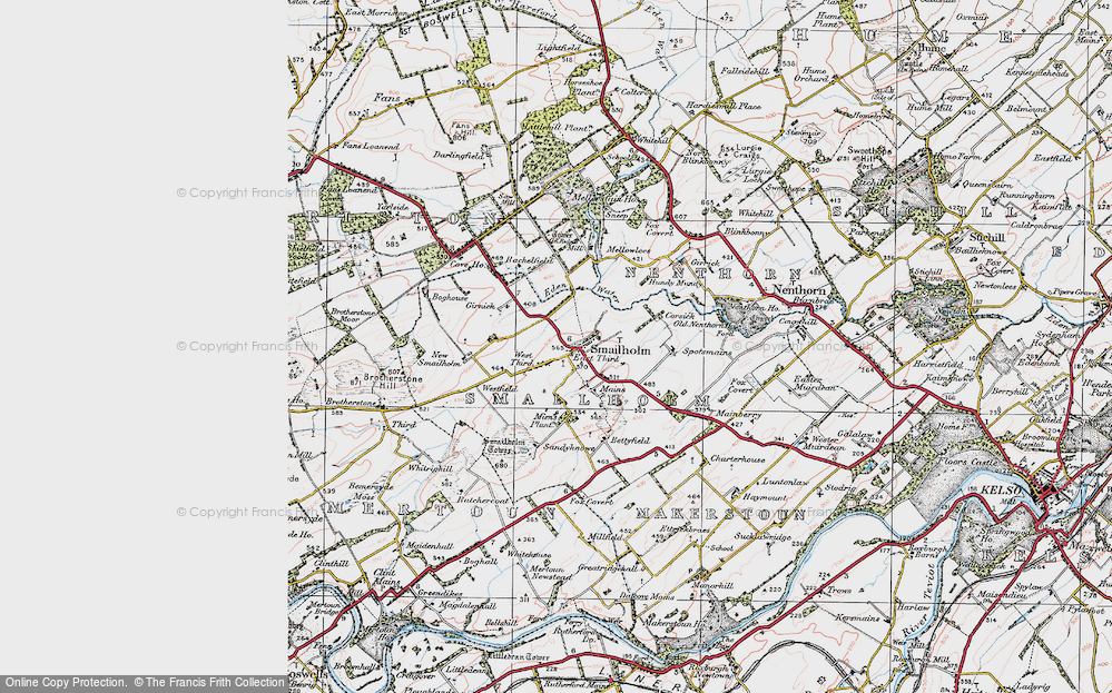 Old Map of Historic Map covering Brotherston Hill in 1926