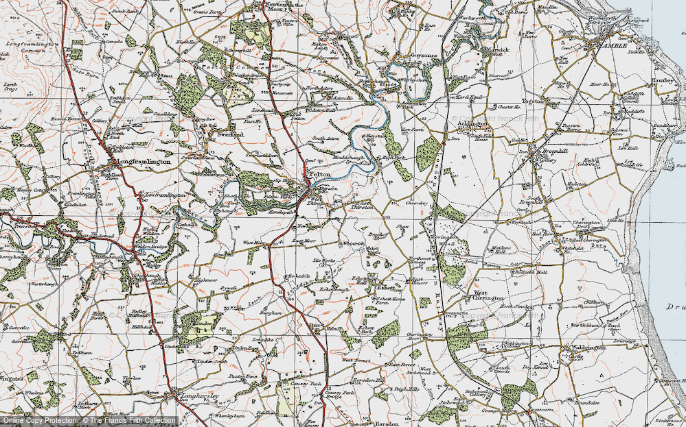 Old Map of East Thirston, 1925 in 1925