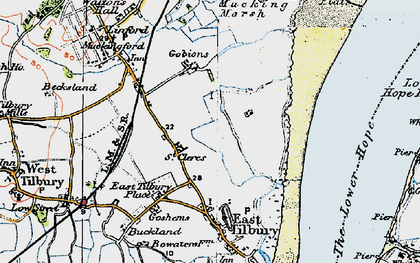 Old map of East Tilbury in 1920