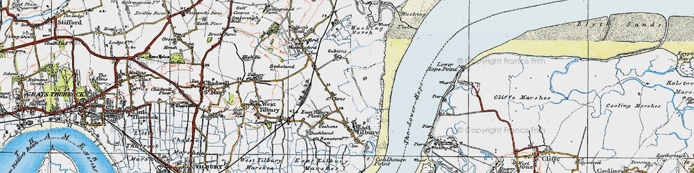 Old map of East Tilbury in 1920