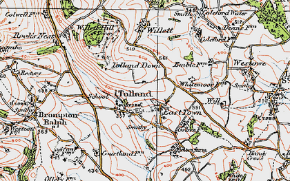 Old map of Tolland Down in 1919