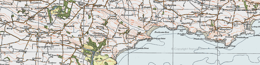 Old map of East Trewent in 1922
