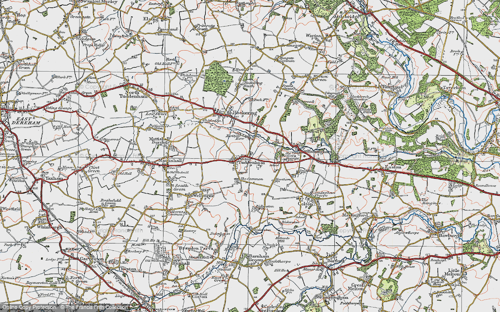 Old Map of East Tuddenham, 1921 in 1921