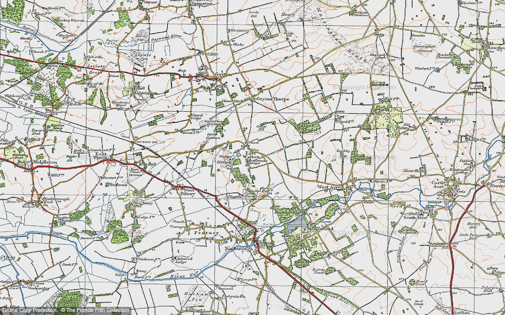 Old Map of East Walton, 1921 in 1921