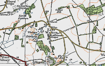 Old map of East Walton in 1921
