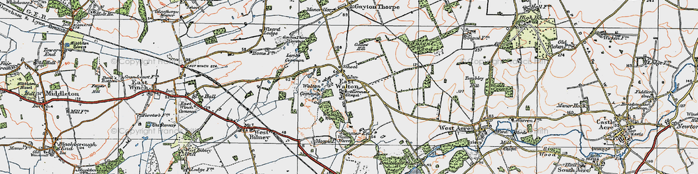 Old map of East Walton in 1921