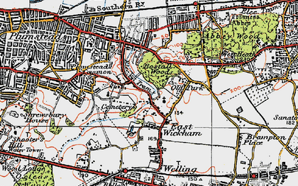 Old map of East Wickham in 1920