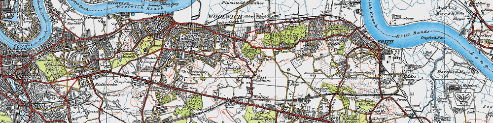 Old map of Bostall Woods in 1920