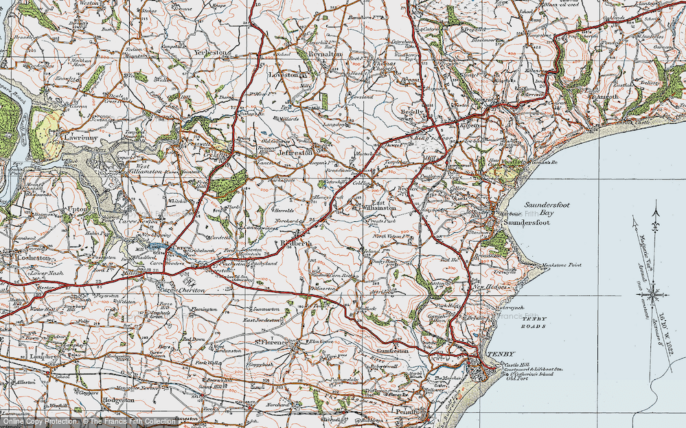 Old Map of East Williamston, 1922 in 1922