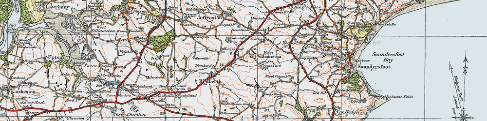 Old map of East Williamston in 1922