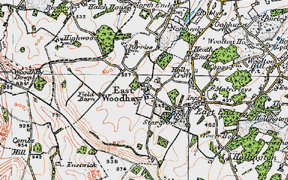 Old map of East Woodhay in 1919