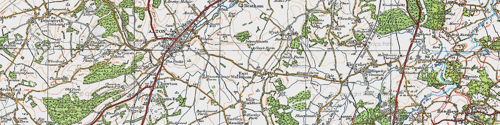 Old map of East Worldham in 1919
