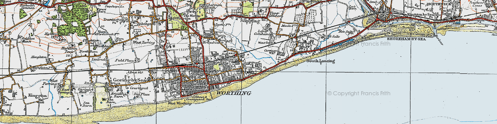 Old map of East Worthing in 1920