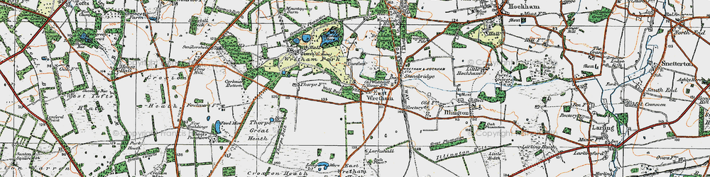 Old map of East Wretham in 1920