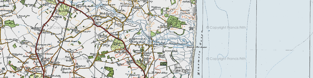 Old map of Eastbridge in 1921