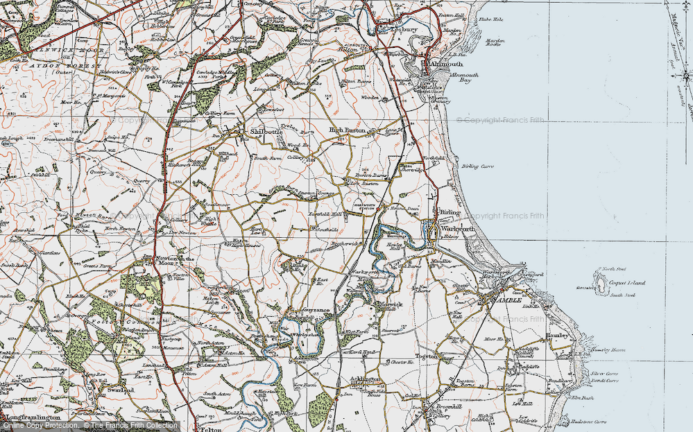 Old Map of Historic Map covering Brotherwick in 1925
