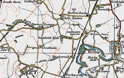Old map of Low Buston in 1925