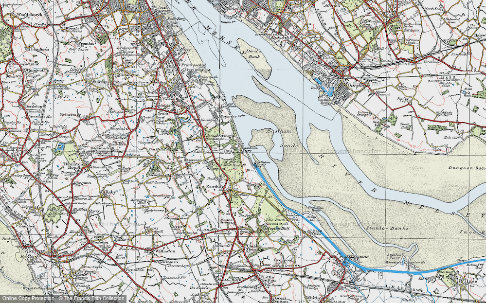 Old Map of Eastham Ferry, 1924 in 1924