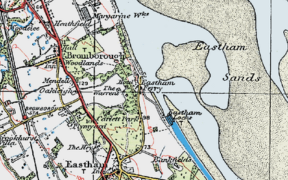 Old map of Eastham Ferry in 1924