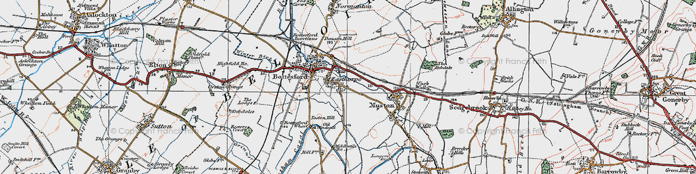 Old map of Easthorpe in 1921
