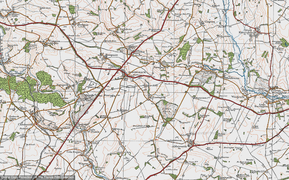 Old Map of Historic Map covering Broadfield Covert in 1919