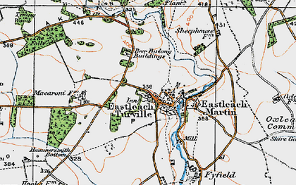 Old map of Eastleach Turville in 1919