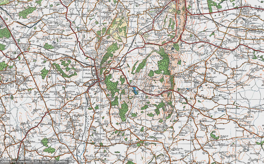 Old Map of Historic Map covering Bronsil in 1920
