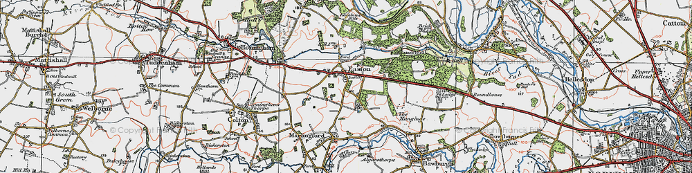 Old map of Easton in 1922