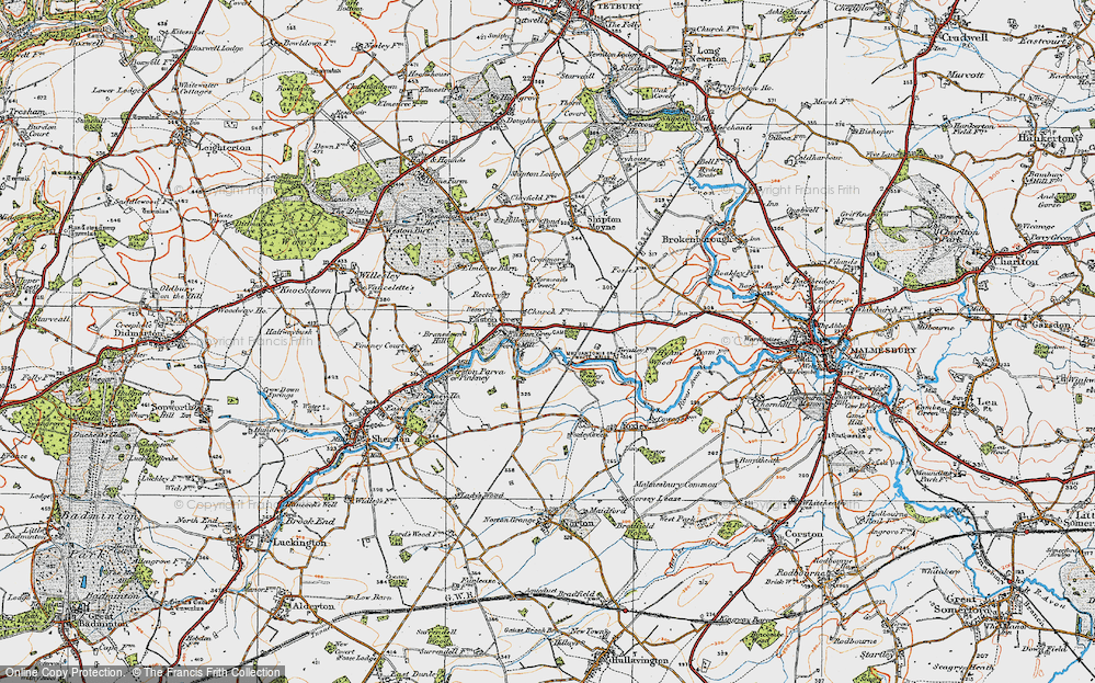 Old Map of Historic Map covering Bransdown Hill in 1919