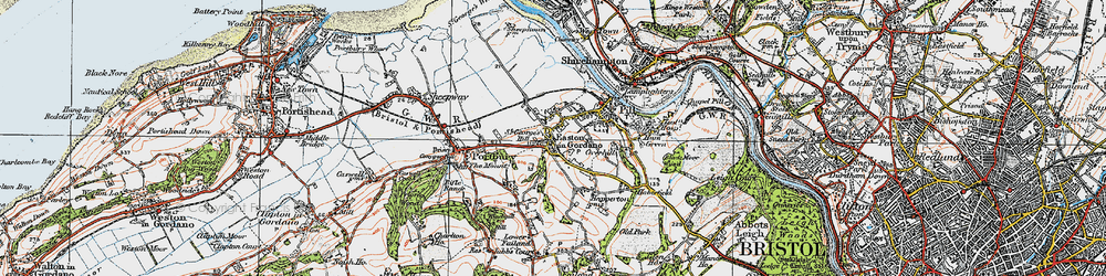 Old map of Easton-in-Gordano in 1919