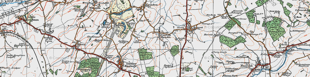 Old map of Easton Maudit in 1919