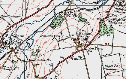 Old map of Easton on the Hill in 1922
