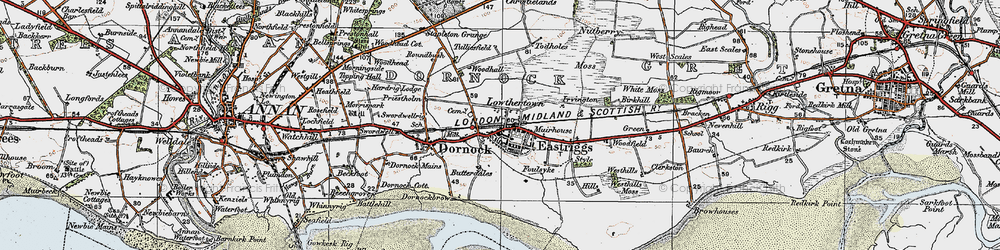 Old map of Westhills Moss in 1925
