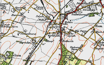 Old map of Eastry in 1920