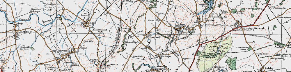 Old map of Eastwell in 1921