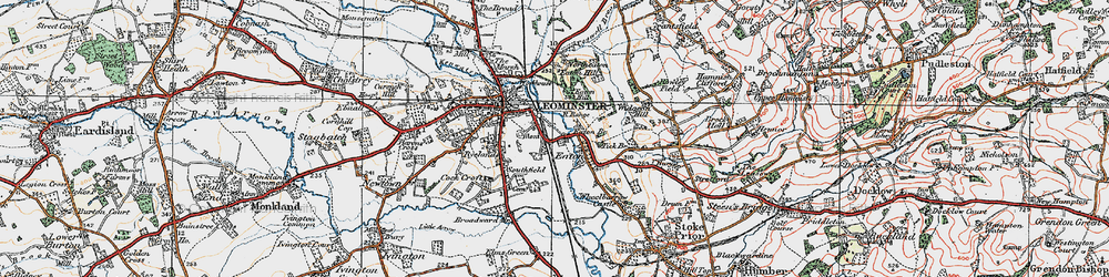 Old map of Broadward Br in 1920