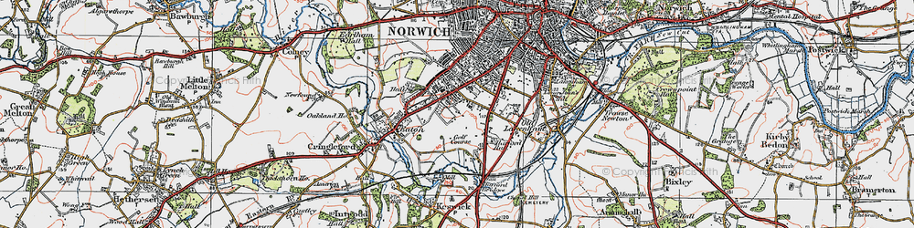 Old map of Eaton in 1922