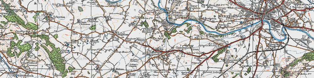 Old map of Eaton Bishop in 1920
