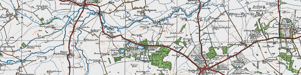 Old map of Eaton Hastings in 1919