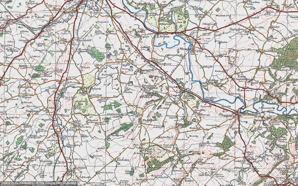 Old Map of Eaton Mascott, 1921 in 1921