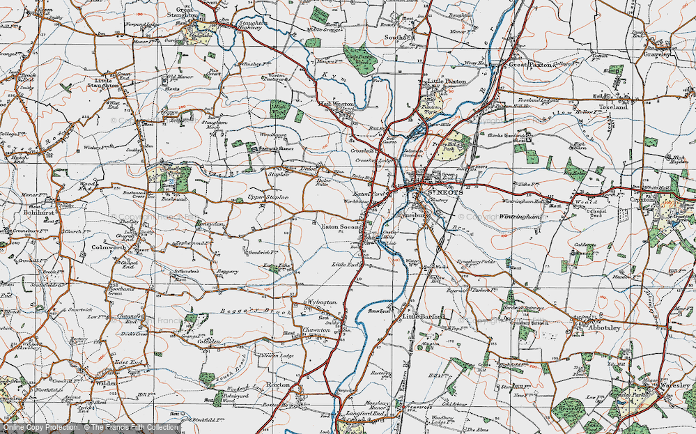 Old Map of Eaton Socon, 1919 in 1919