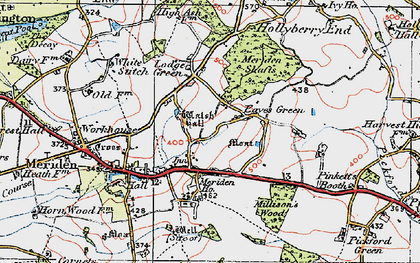 Old map of Eaves Green in 1921