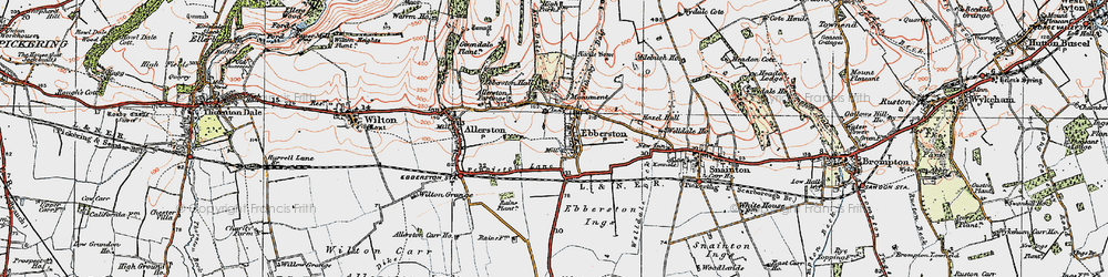Old map of Allerston Partings in 1925