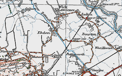 Old map of Ebdon in 1919