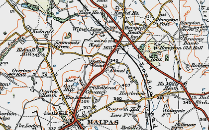 Old map of Ebnal in 1921