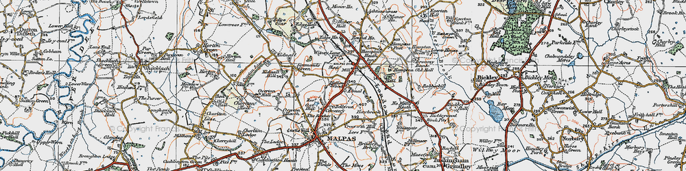 Old map of Ebnal in 1921