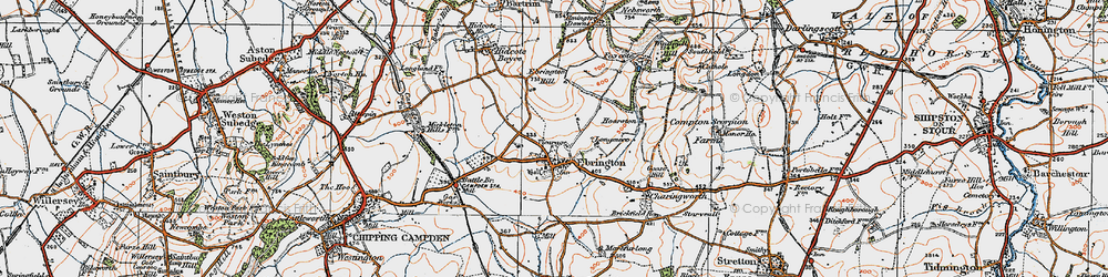 Old map of Ebrington in 1919