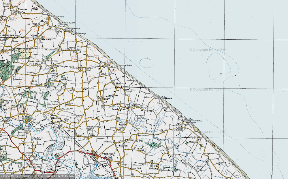 Old Map of Eccles on Sea, 1922 in 1922