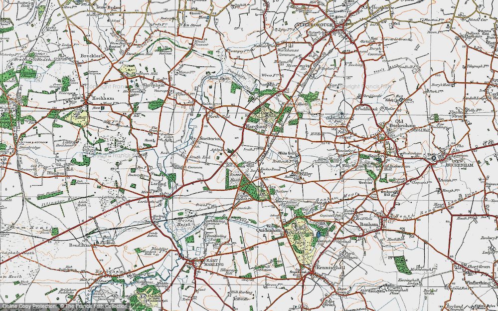 Old Map of Historic Map covering Eccles Heath in 1920