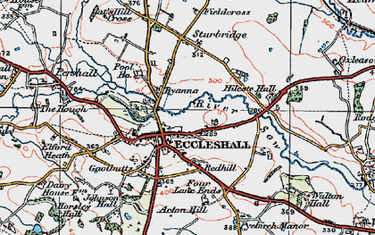 Old map of Eccleshall in 1921